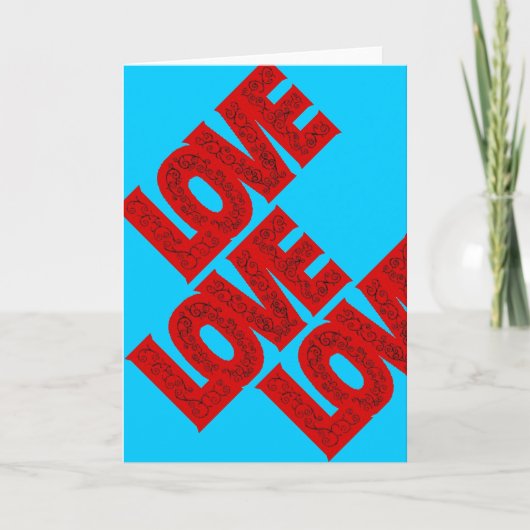 Red Love, februari, Valentijnsdag Feestdagen Kaart (Voorkant)