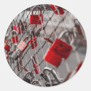 Red Love hangsloten Ronde Sticker