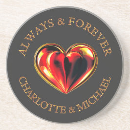 Red Love Heart Always And Forever Twinflame Name Zandsteen Onderzetter