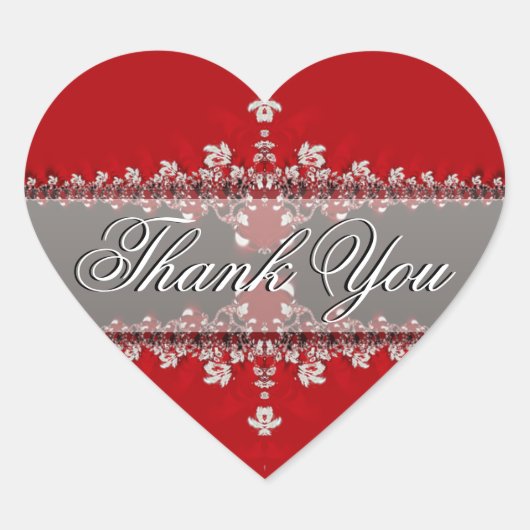 Red Love Heart Bedankt Sticker (Voorkant)