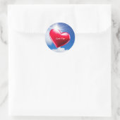 Red Love Heart Classic Round Sticker (Tas)