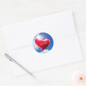 Red Love Heart Classic Round Sticker (Envelop)