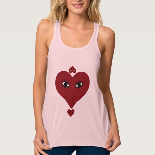 Red Love Heart Face Tanktop (Voorkant)