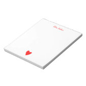 Red Love Heart gepersonaliseerd Notitieblok (Linkerzijde)