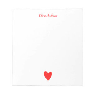 Red Love Heart gepersonaliseerd Notitieblok