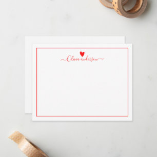 Red Love Heart gepersonaliseerd Notitiekaartje