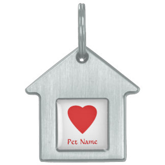 Red Love Heart. Huisdieren Naamplaatje