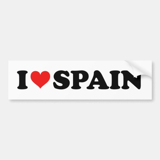Red Love Heart I Love Spain Bumpersticker (Voorkant)