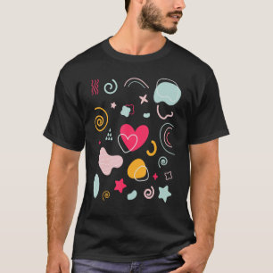 Red Love Heart met kleurrijke organische vormen vo T-shirt