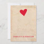 Red Love Heart Modern Simple Contemmodern Weddensc Kaart (Voorkant)