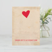 Red Love Heart Modern Simple Contemmodern Weddensc Kaart (Staand voorkant)