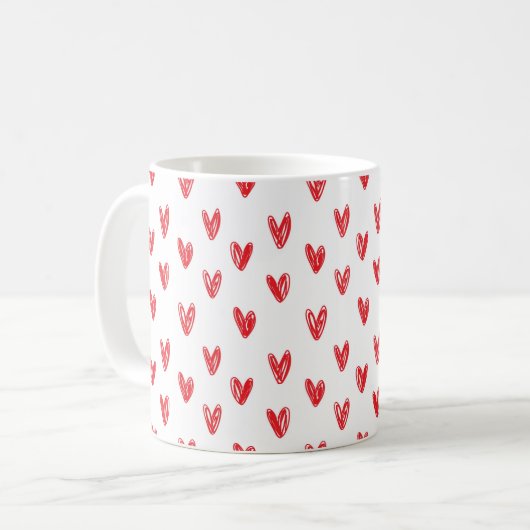 Red Love Heart Mok - Romantisch cadeau voor koppel (Voorkant links)