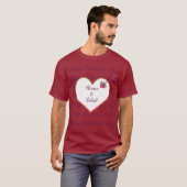 Red Love Heart Naam Schattigee moderne Valentijnsd T-shirt (Voorkant volledig)