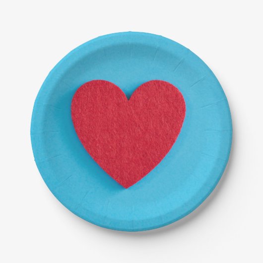 Red Love Heart Papieren Bordje (Voorkant)