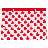 Red Love Heart Pattern op wit Groot Cadeauzakje (Voorkant)