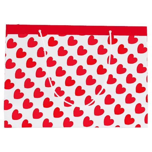 Red Love Heart Pattern op wit Groot Cadeauzakje (Achterkant)