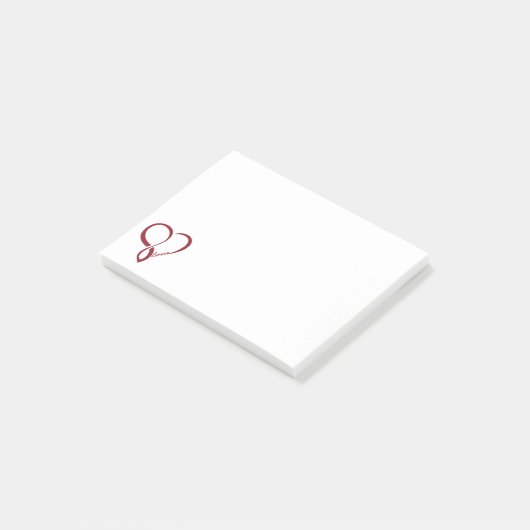 Red Love Heart PostIt Notes (Schuin)