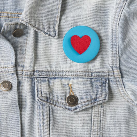 Red Love Heart Ronde Button 5,7 Cm (In situ)