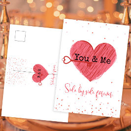 Red Love Heart Schattige  Retro Valentijnsdag Feestdagenkaart