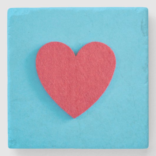 Red Love Heart Stenen Onderzetter (Voorkant)