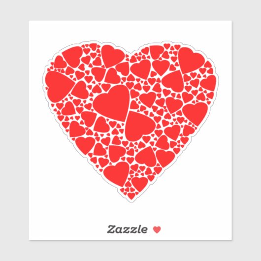 Red Love Heart Sticker (Vel)