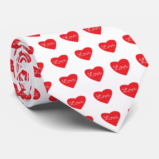 Red Love Heart Stropdas (Opgerold)