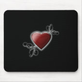 Red Love Heart tegen Midnight Black Muismat (Voorkant)