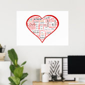 Red Love Heart Typografie Poster (Thuiskantoor)