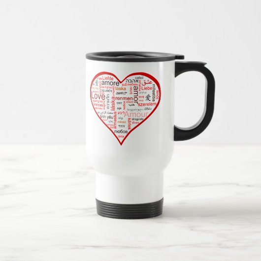 Red Love Heart Typografie Reisbeker (Rechts)