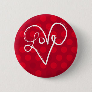 Red Love Heart Typografie Ronde Button 5,7 Cm
