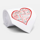 Red Love Heart Typografie Stropdas (Opgerold)