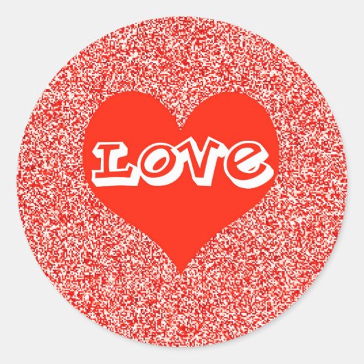 Red Love Heart Valentijn Ronde Sticker (Voorkant)