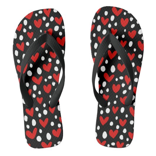 Red Love Heart Valentijnsdag Romantic Pattern Teenslippers (Voetbed)