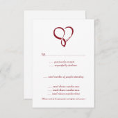 Red Love Heart Weddenschap RSVP-kaarten RSVP Kaartje (Voorkant / Achterkant)