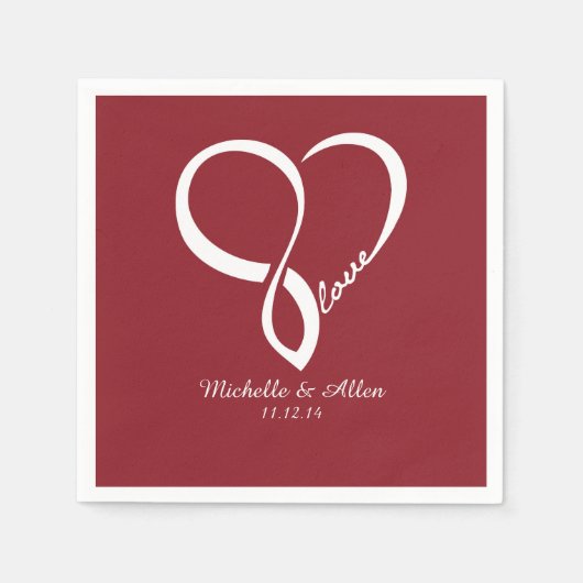 Red Love Heart Wedding Party Paper Napkins Set Servet (Voorkant)