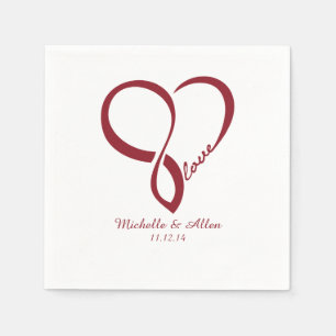 Red Love Heart Wedding Party Paper Napkins Set Servet
