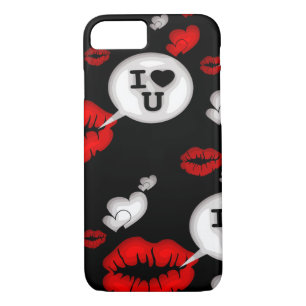 Red Love Hearts and Lips iPhone 8/7 Hoesje