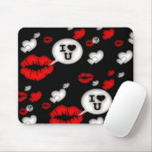 Red Love Hearts and Lips Muismat (Met muis)