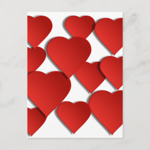 Red Love Hearts Briefkaart