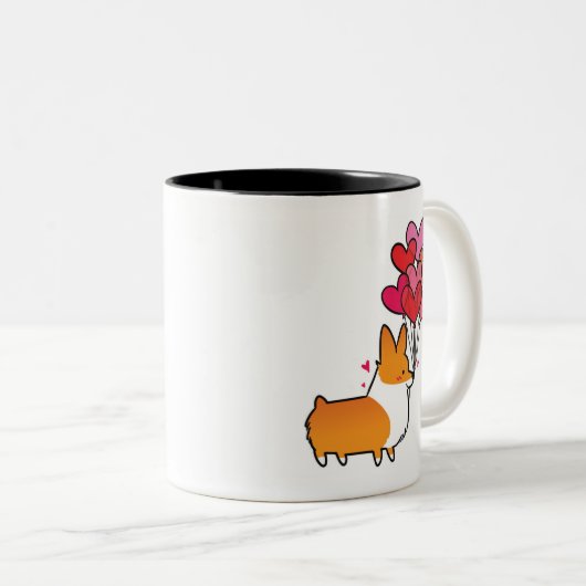 Red Love & Hearts Corgi Mok | CorgiDingen (Voorkant rechts)