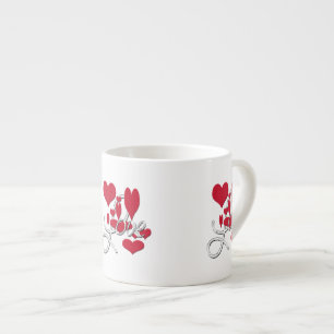 Red Love Hearts Espresso Kop