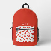 Red Love Hearts Gingham Plaid Gepersonaliseerde na Bedrukte Rugzak (Voorkant)