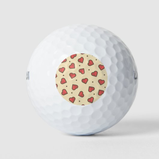 Red Love Hearts Golfballen (Voorkant)