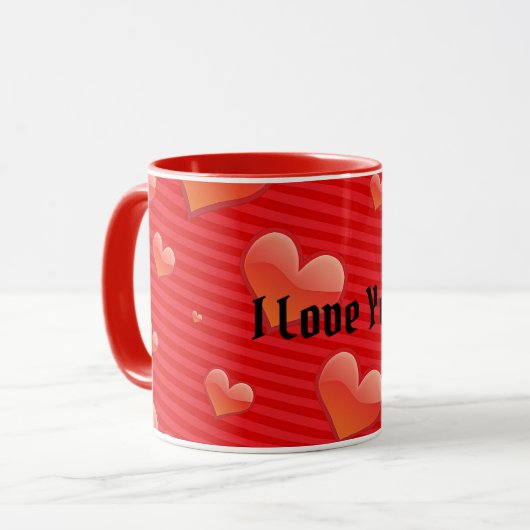 Red Love Hearts, ik hou van je, Mok (Voorkant links)