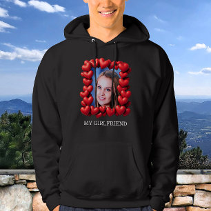 Red Love Hearts ingelijst Fototekst gepersonalisee Hoodie