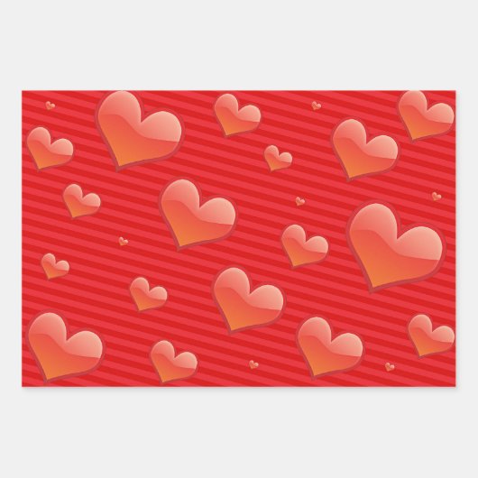 Red Love Hearts Inpakpapier Vel (Voorkant 3)