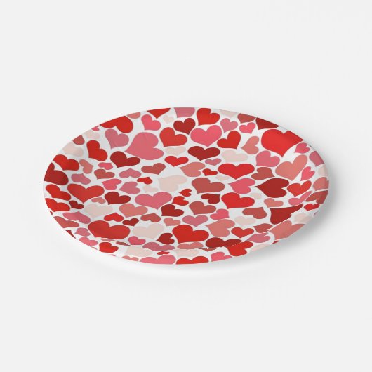Red Love Hearts Mosaic Pattern Papieren Bordje (Gekanteld)