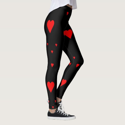 Red Love Hearts on Black Leggings (Rechts)
