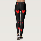 Red Love Hearts on Black Leggings (Achterkant)
