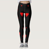 Red Love Hearts on Black Leggings (Voorkant)